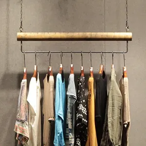 Coat racks / racks Clothing rings ceiling clothes rack, high and low frame, women's clothing store shelf, simple retro clothing store display rack Home Furnishing (Size : 1127cm)