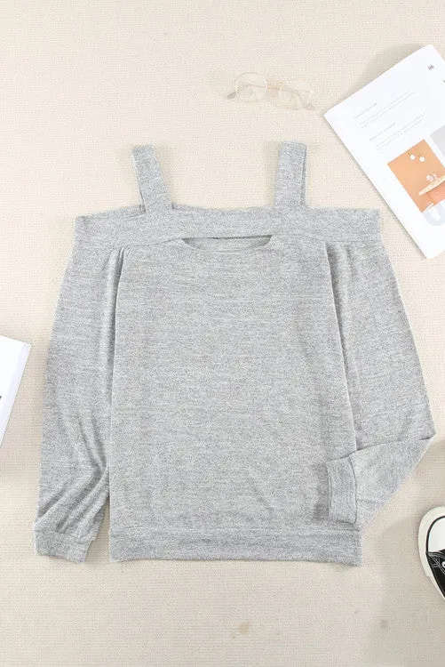 Cold Shoulder Top - Gray