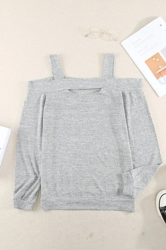Cold Shoulder Top - Gray