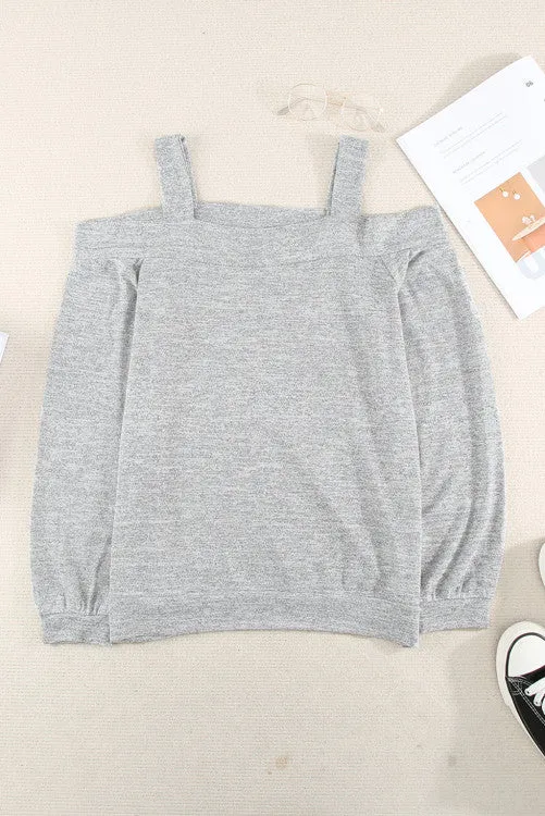 Cold Shoulder Top - Gray