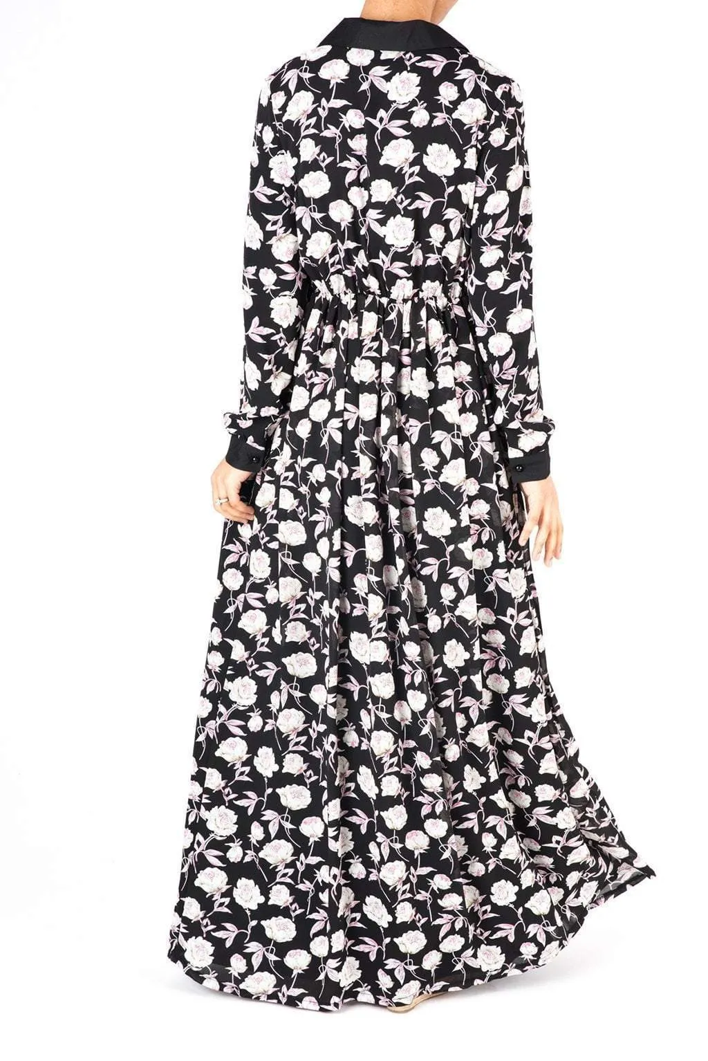 Collar Petal Floral Maxi Dress