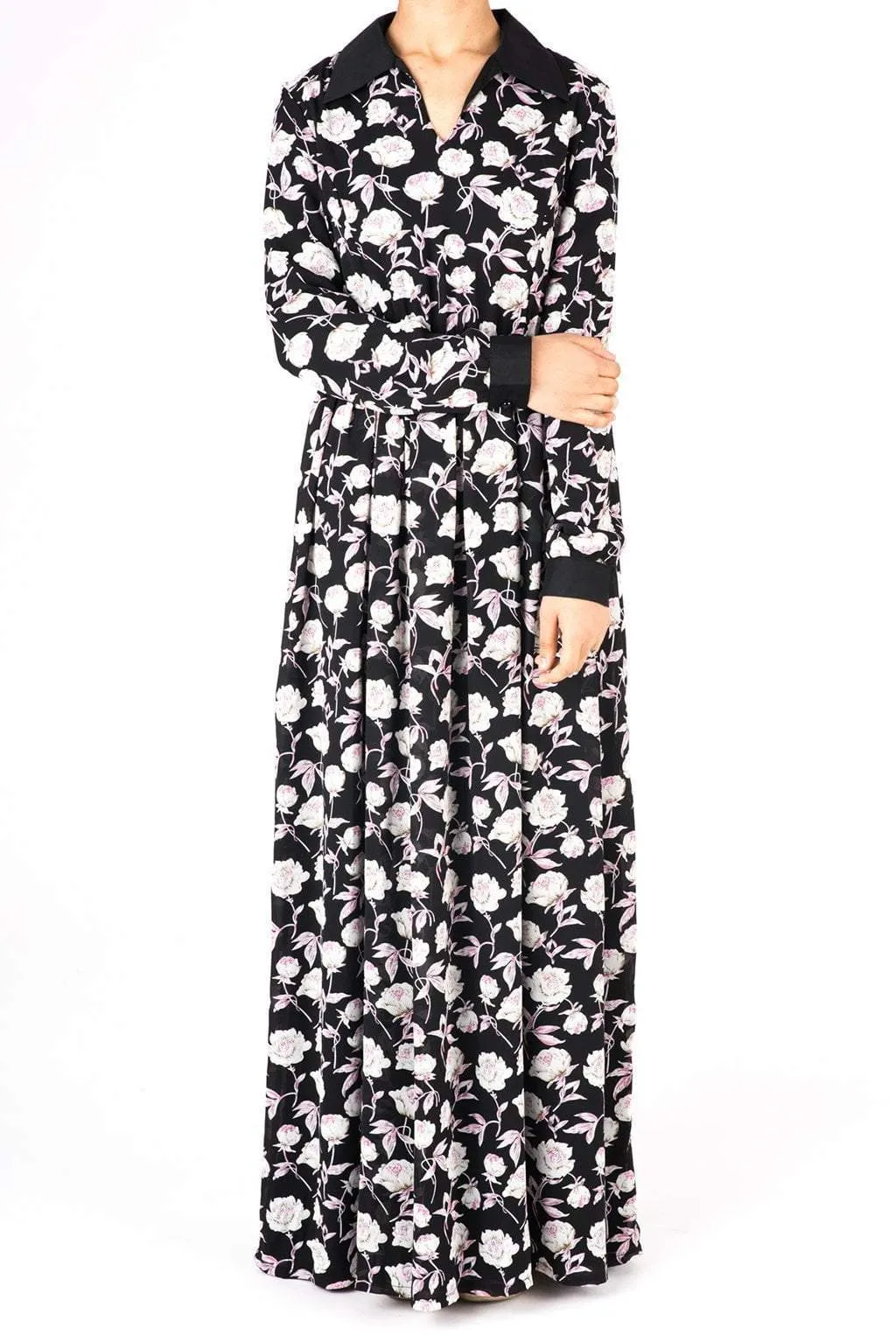Collar Petal Floral Maxi Dress