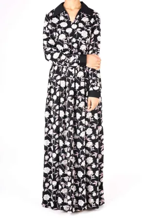 Collar Petal Floral Maxi Dress