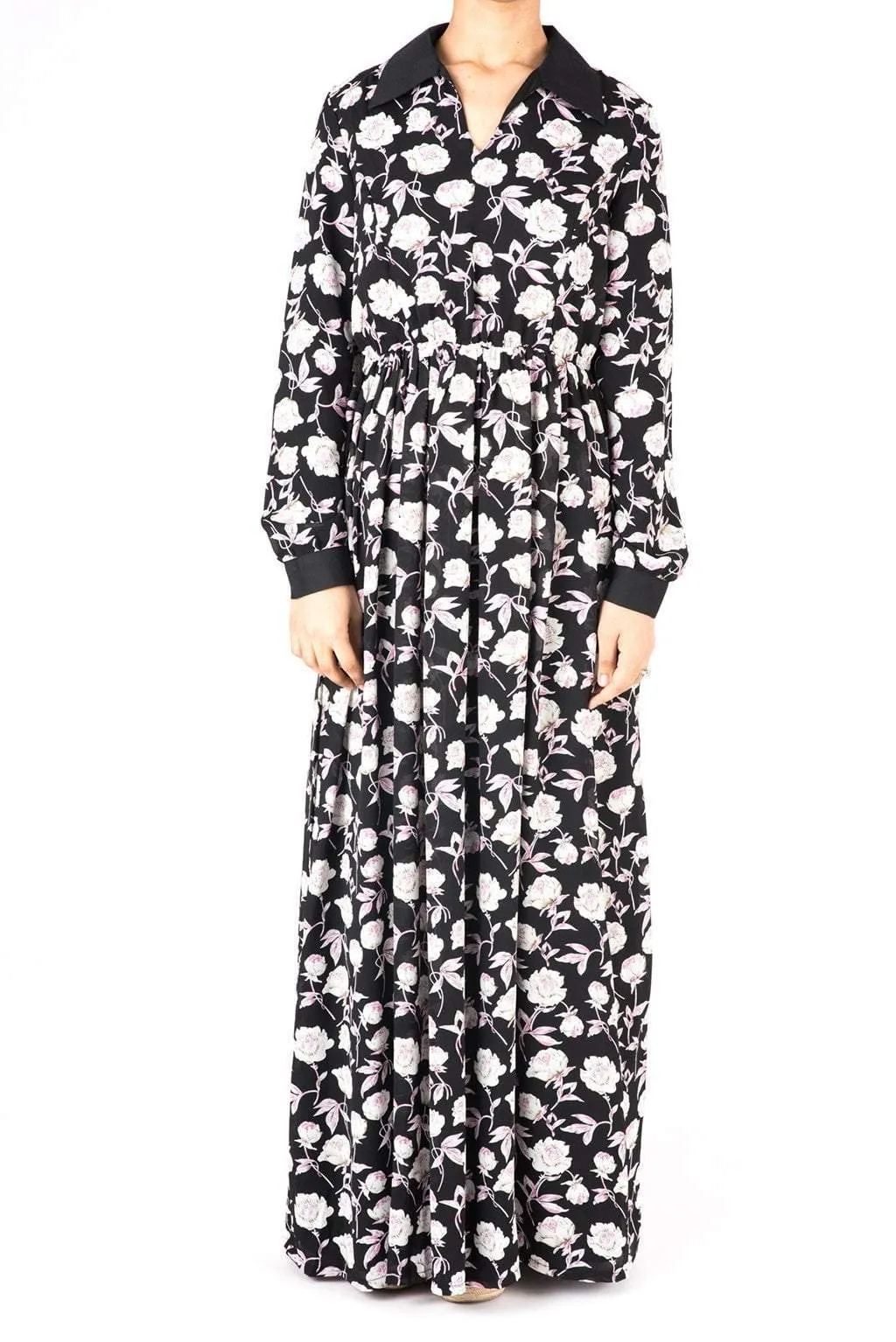 Collar Petal Floral Maxi Dress