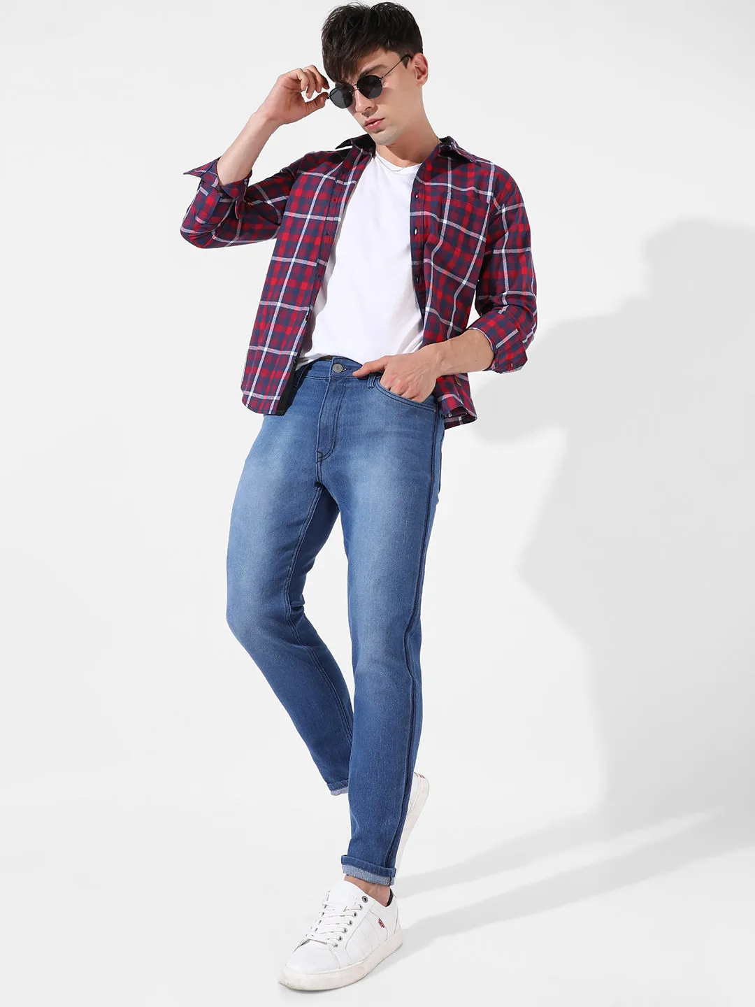 Contrast Side Wash Denim Jeans