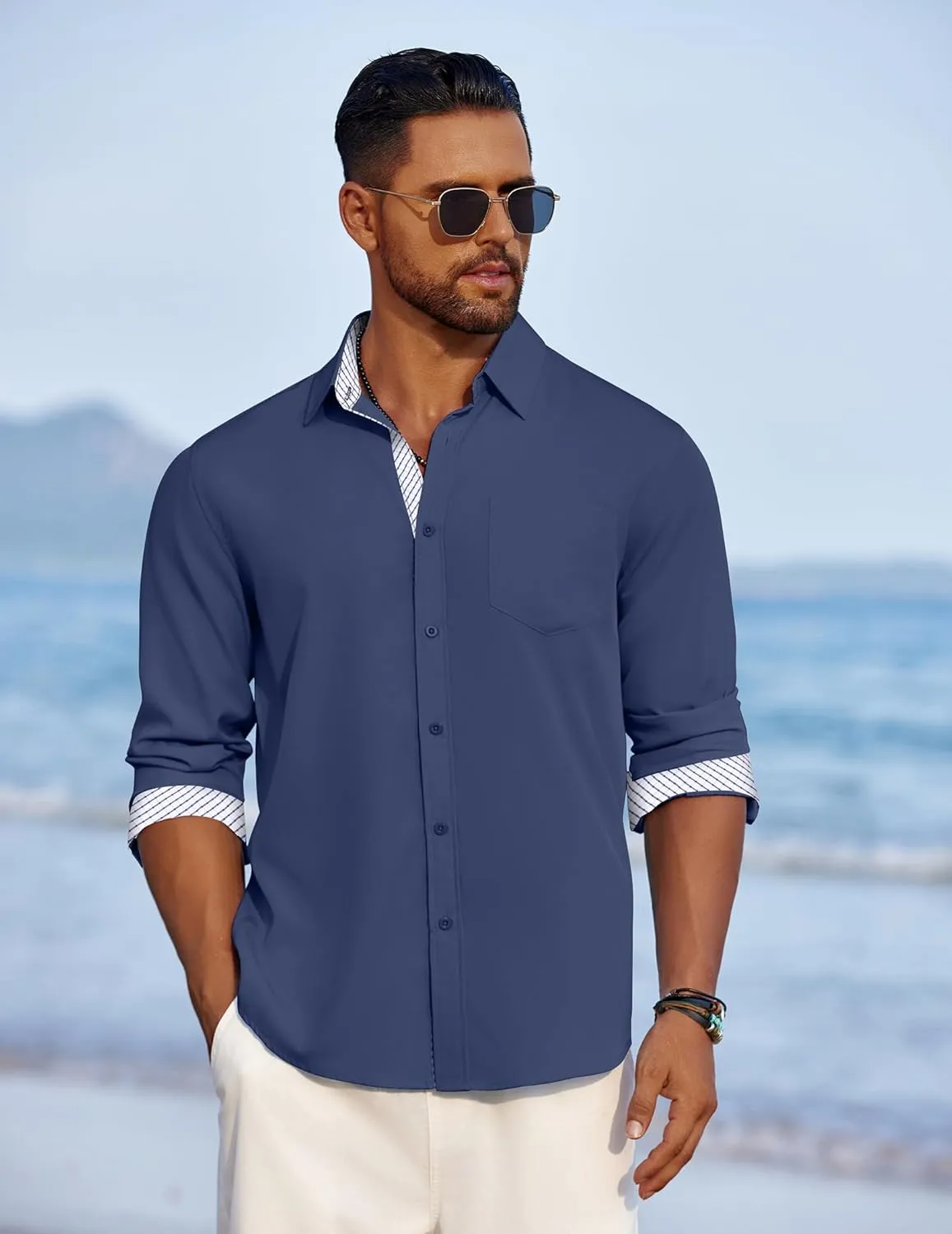 COOFANDY Men's Dress Shirt Wrinkle Free Regular Fit Stretch Long Sleeve Button Down Shirts