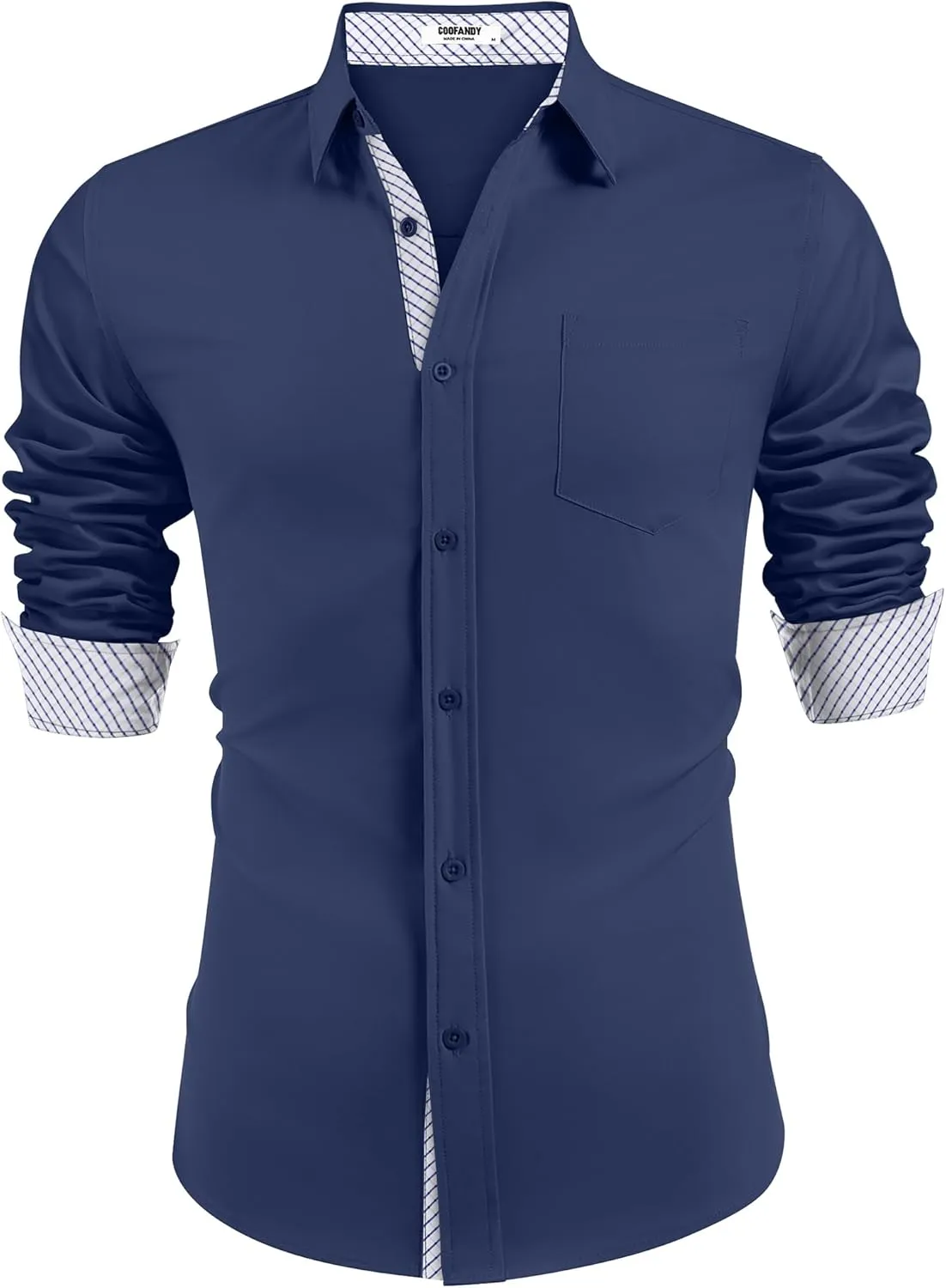 COOFANDY Men's Dress Shirt Wrinkle Free Regular Fit Stretch Long Sleeve Button Down Shirts