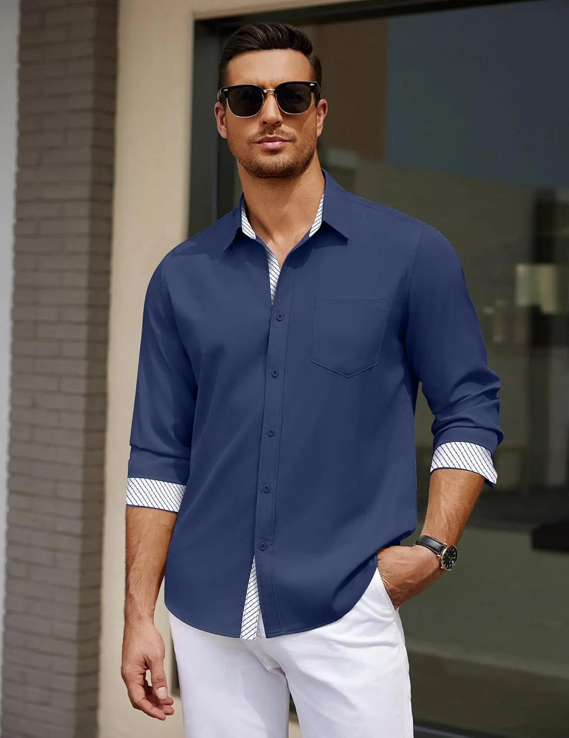 COOFANDY Men's Dress Shirt Wrinkle Free Regular Fit Stretch Long Sleeve Button Down Shirts