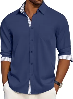 COOFANDY Men's Dress Shirt Wrinkle Free Regular Fit Stretch Long Sleeve Button Down Shirts