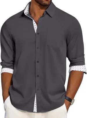 COOFANDY Men's Dress Shirt Wrinkle Free Regular Fit Stretch Long Sleeve Button Down Shirts