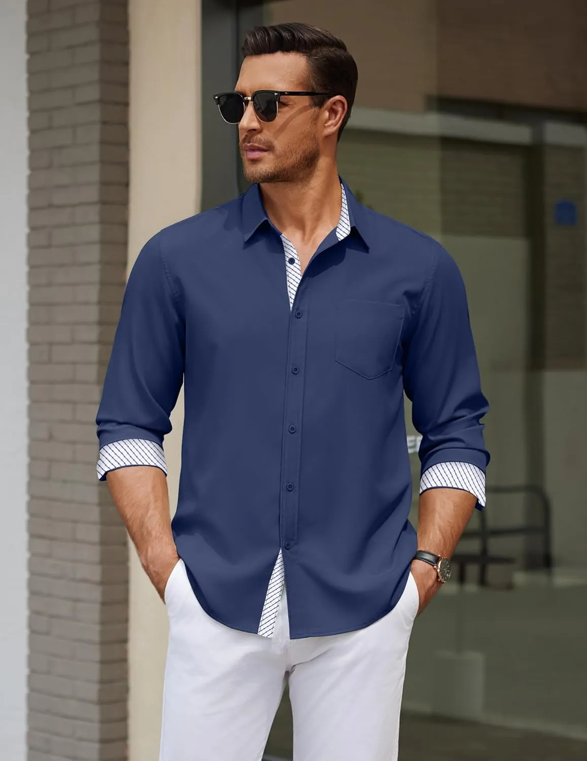 COOFANDY Men's Dress Shirt Wrinkle Free Regular Fit Stretch Long Sleeve Button Down Shirts