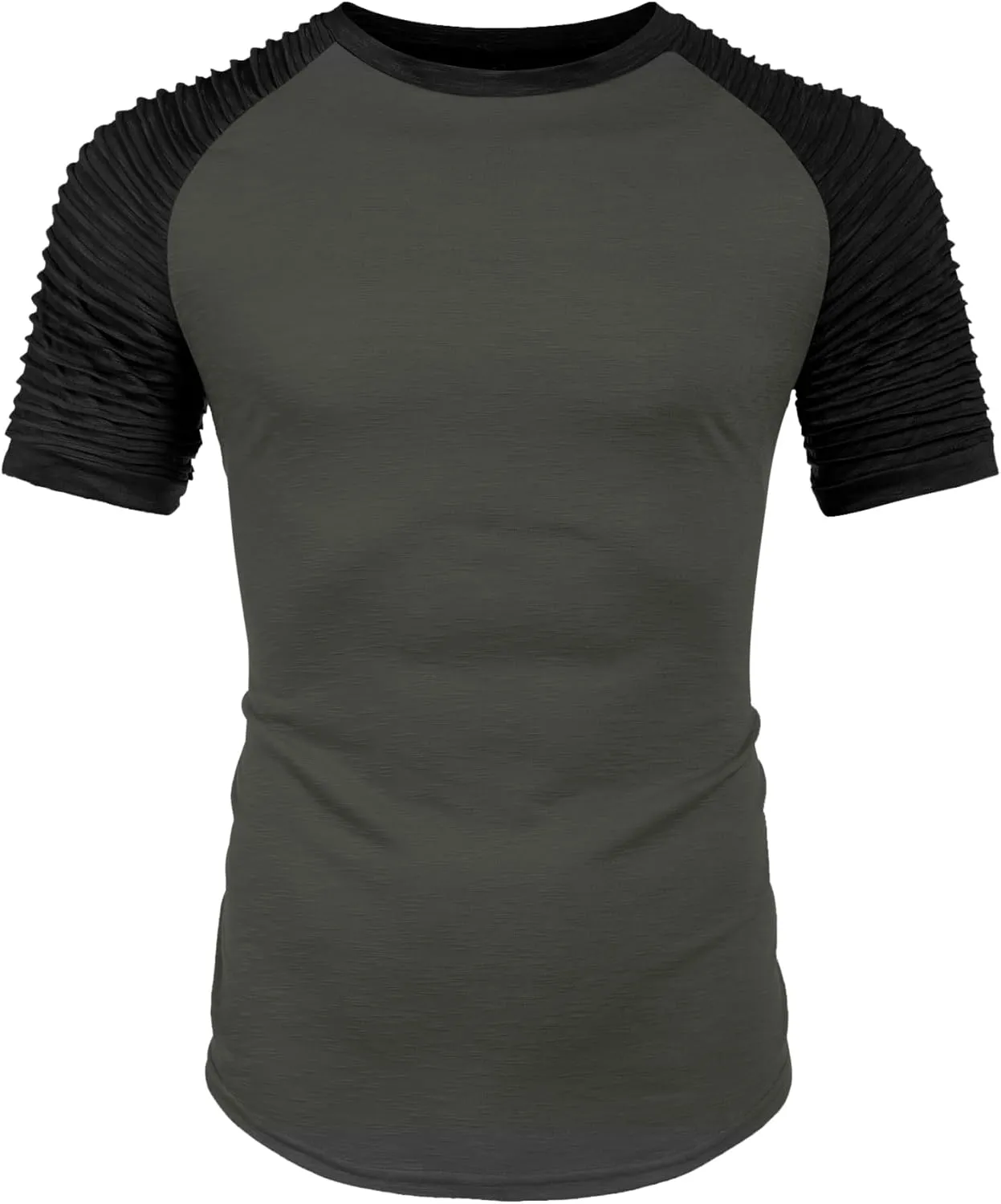 COOFANDY Men's Muscle T-Shirt Pleated Raglan Sleeve Bodybuilding Gym Tee Short Sleeve Fashion Workout Shirts Hipster Shirt