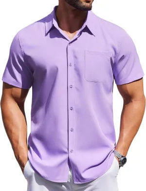 COOFANDY Mens Short Sleeve Dress Shirts Button Down Shirts Regular Fit Business Casual Shirt with Pocket