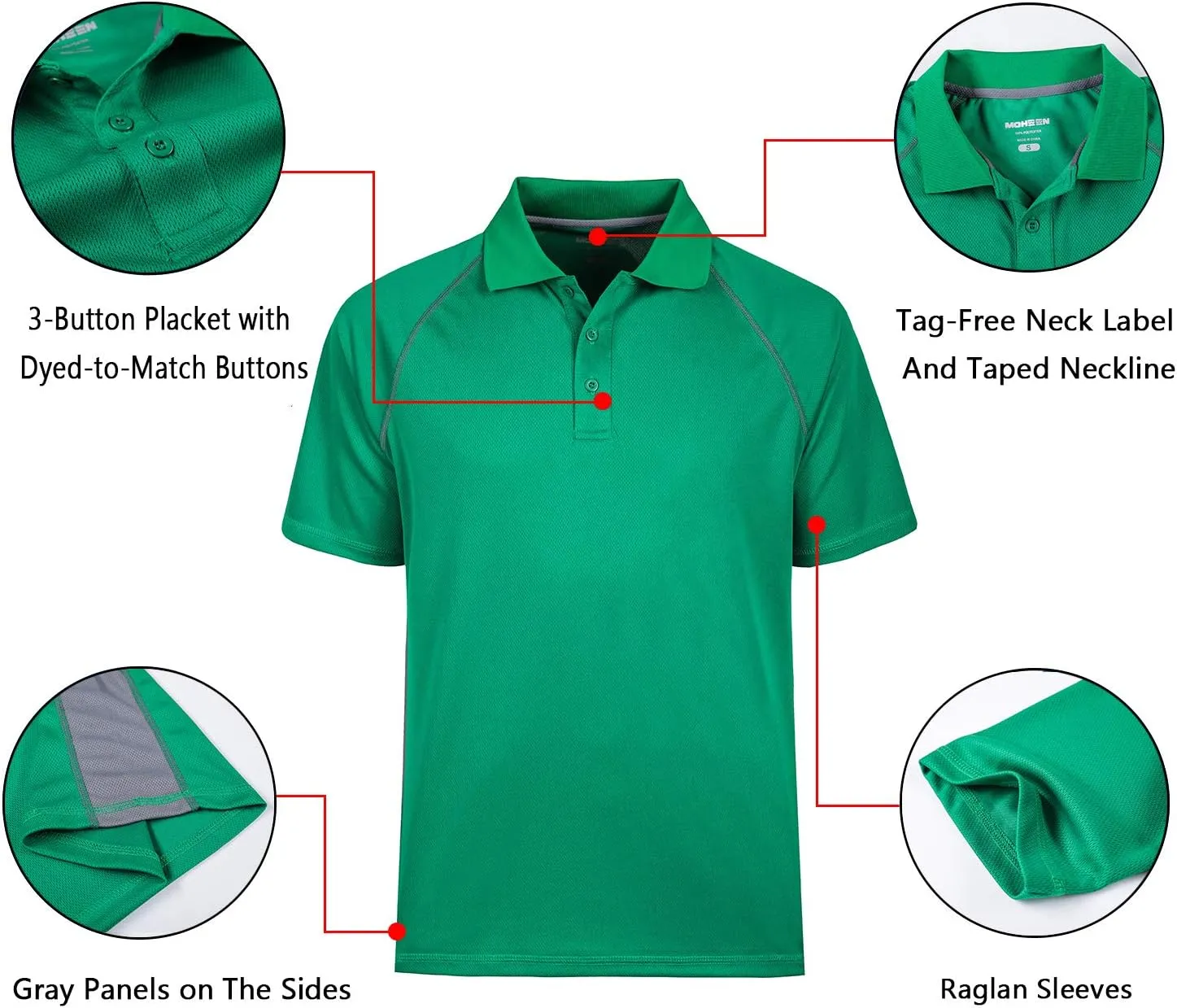 Corna Men's Golf Polo Shirts Short Sleeve Quick Dry Fit Moisture Wicking Running Athletic Big & Tall Performance Soft