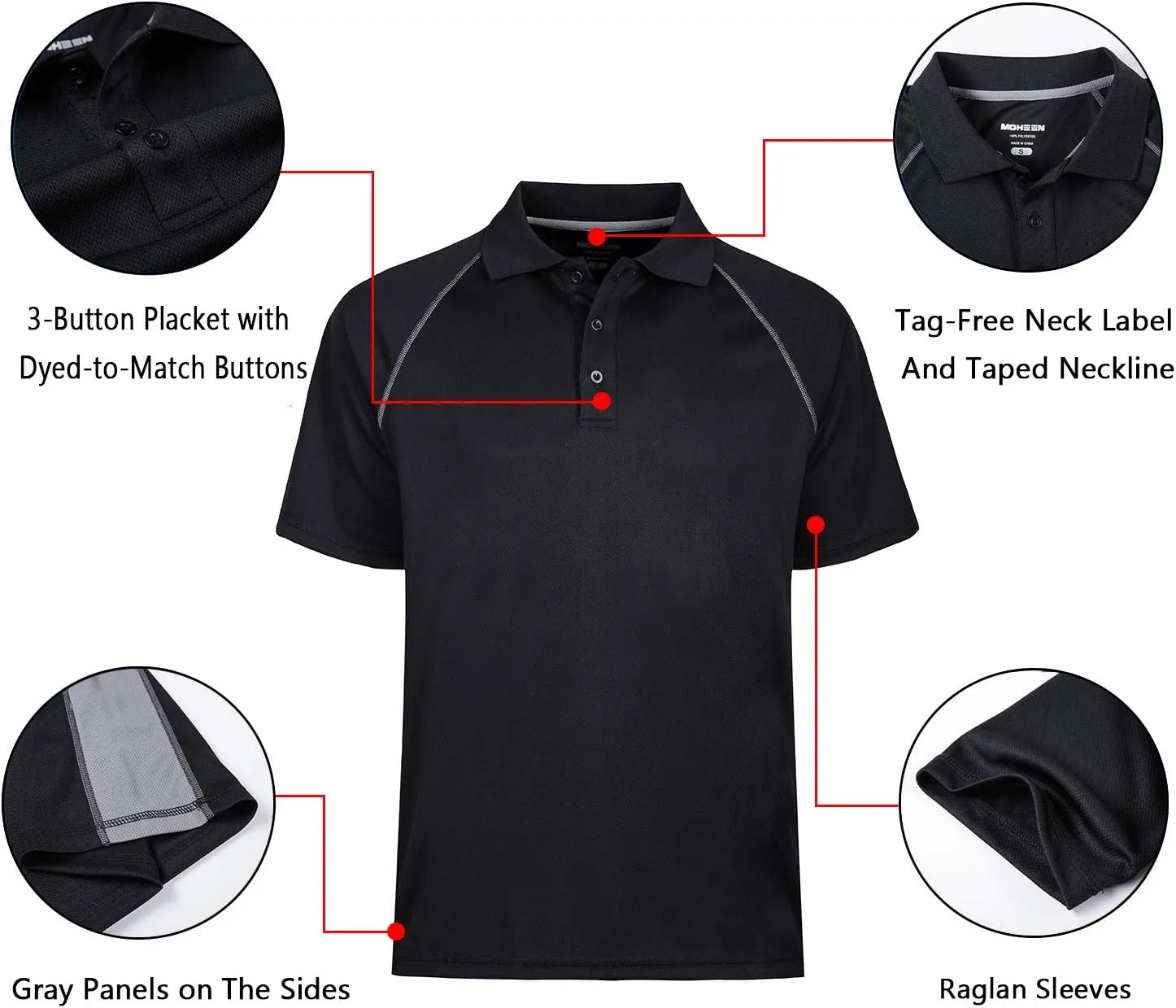 Corna Men's Golf Polo Shirts Short Sleeve Quick Dry Fit Moisture Wicking Running Athletic Big & Tall Performance Soft