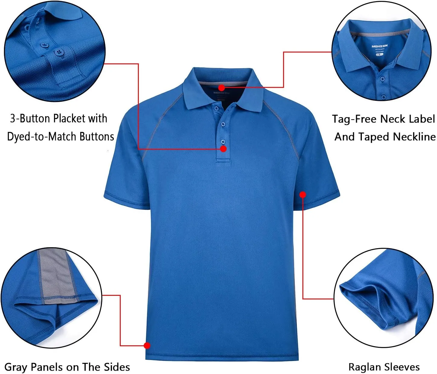 Corna Men's Golf Polo Shirts Short Sleeve Quick Dry Fit Moisture Wicking Running Athletic Big & Tall Performance Soft
