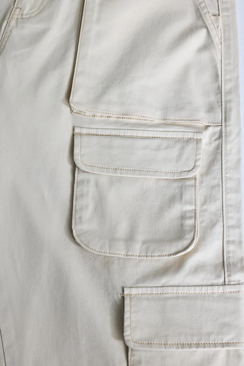 Cream Relaxed Fit Cargo Pants