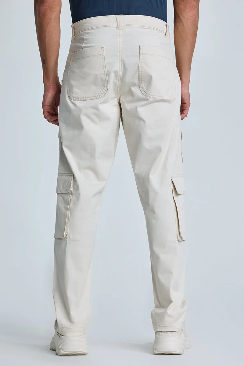 Cream Relaxed Fit Cargo Pants