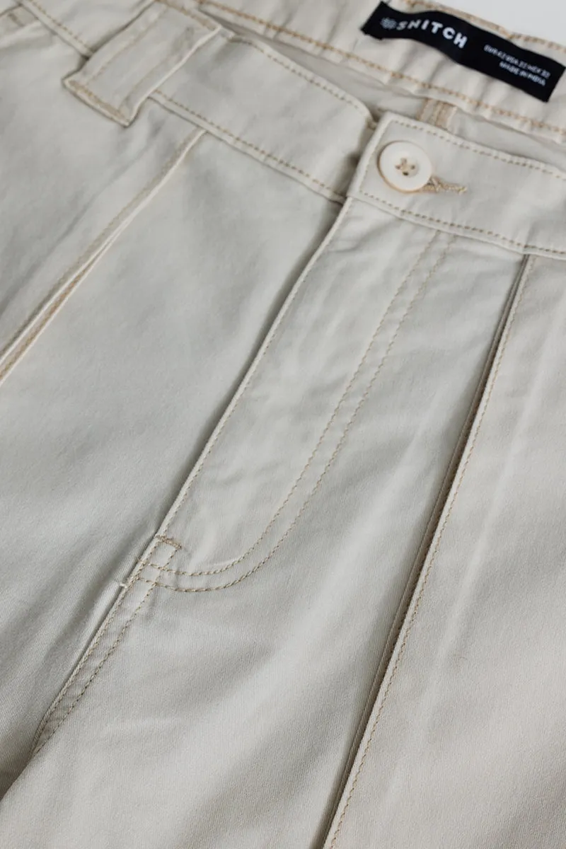 Cream Relaxed Fit Cargo Pants