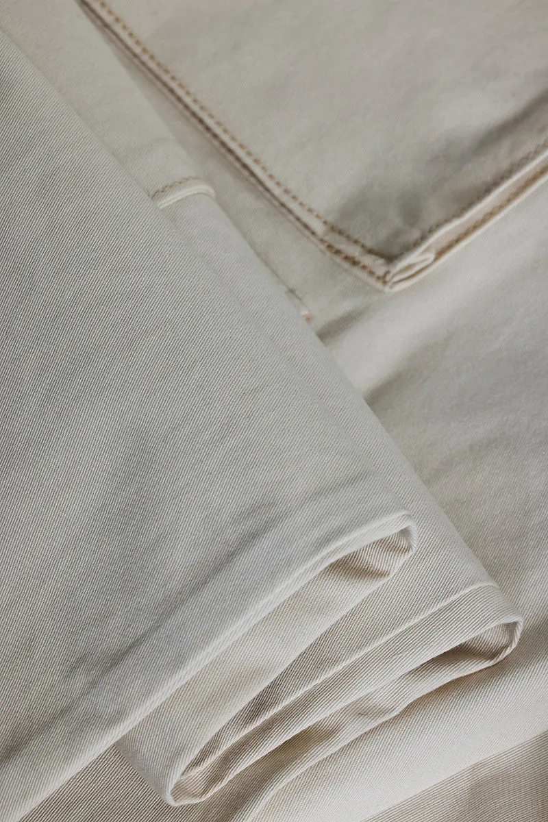 Cream Relaxed Fit Cargo Pants