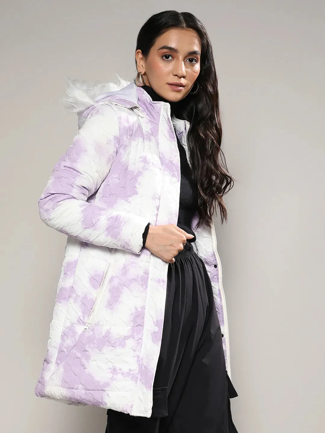 Creased Tie-Dye Puffer Jacket