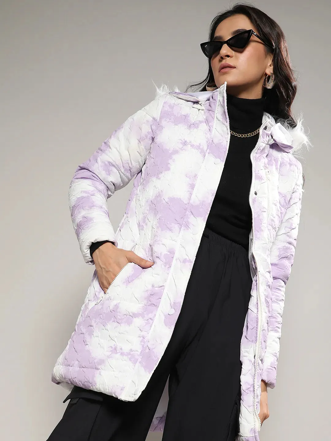 Creased Tie-Dye Puffer Jacket