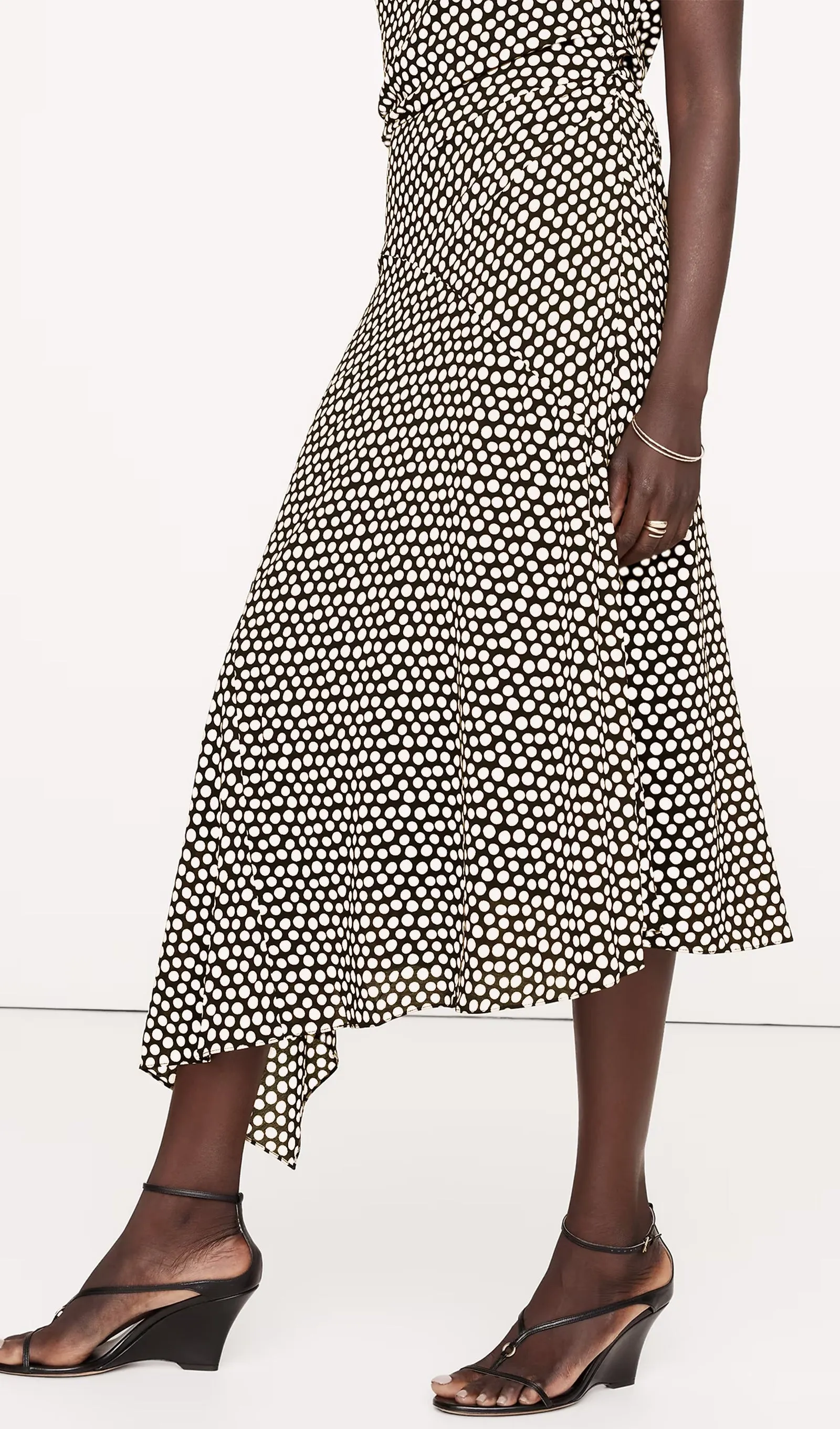 Crepe Twist Shoulder Dress-White