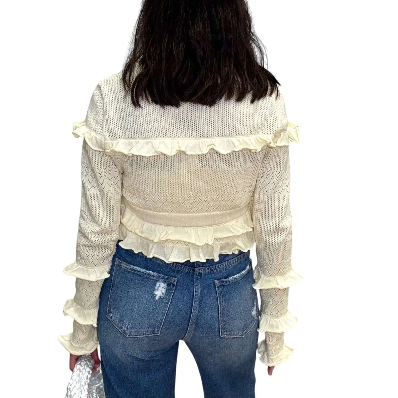 Crochet Ruffle Cardigan and Tube Top