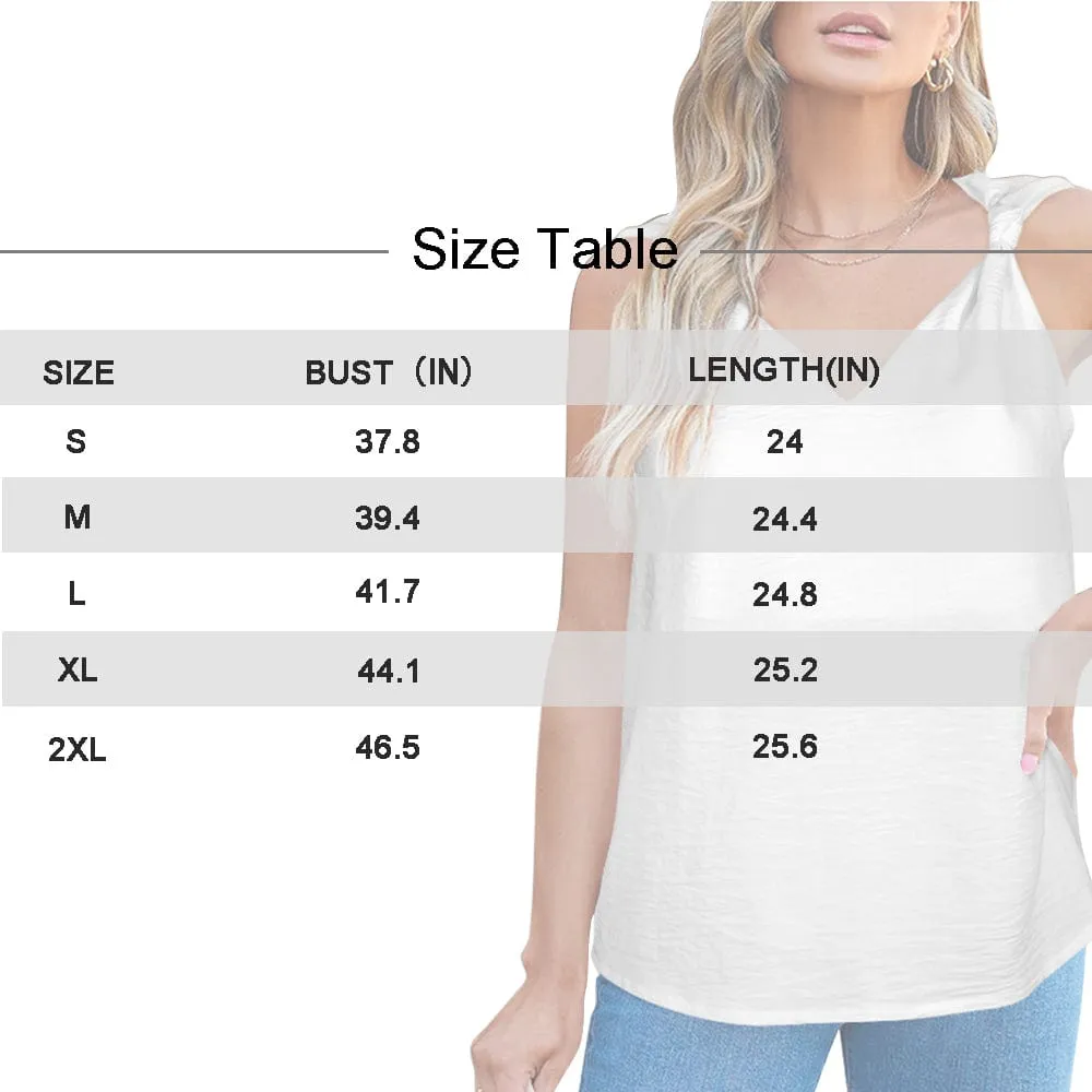 Custom Face Flag Fireworks Top Personalized V-Neck Knotted Sleeveless Tank Tops for Women