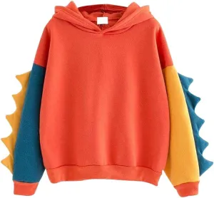 Cute Hoodies for Women Teen Girls Kawaii Japanese Dinosaur Hoodie Tops Stitching Long Sleeve Hooded Sweatshirts