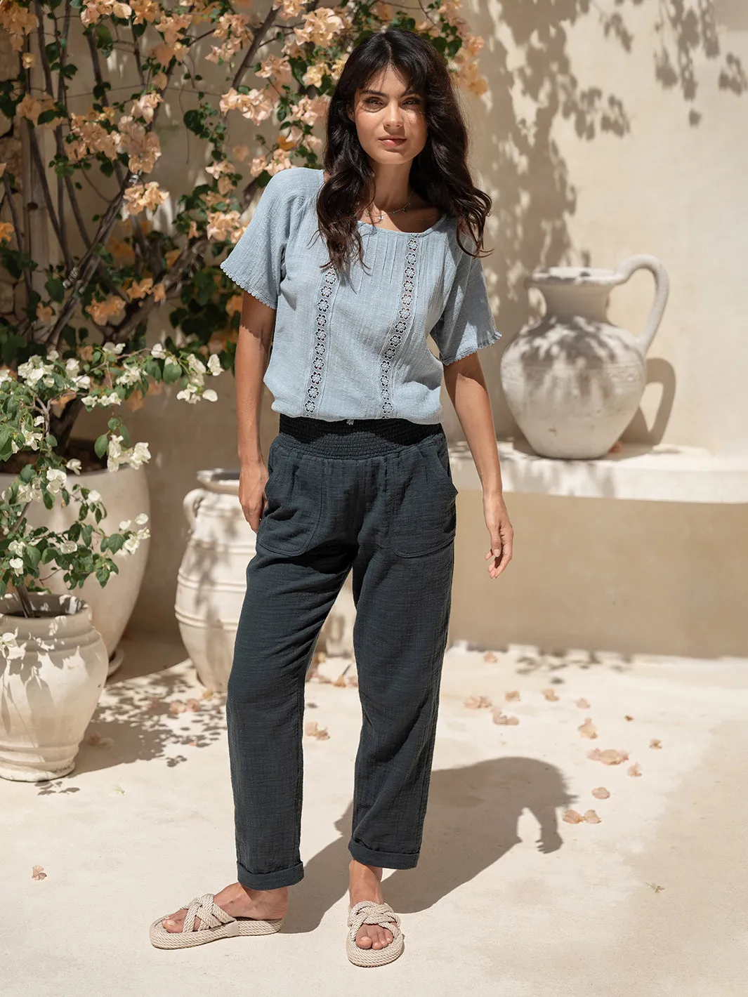 Daisy Organic Cotton Blouse Slate Blue