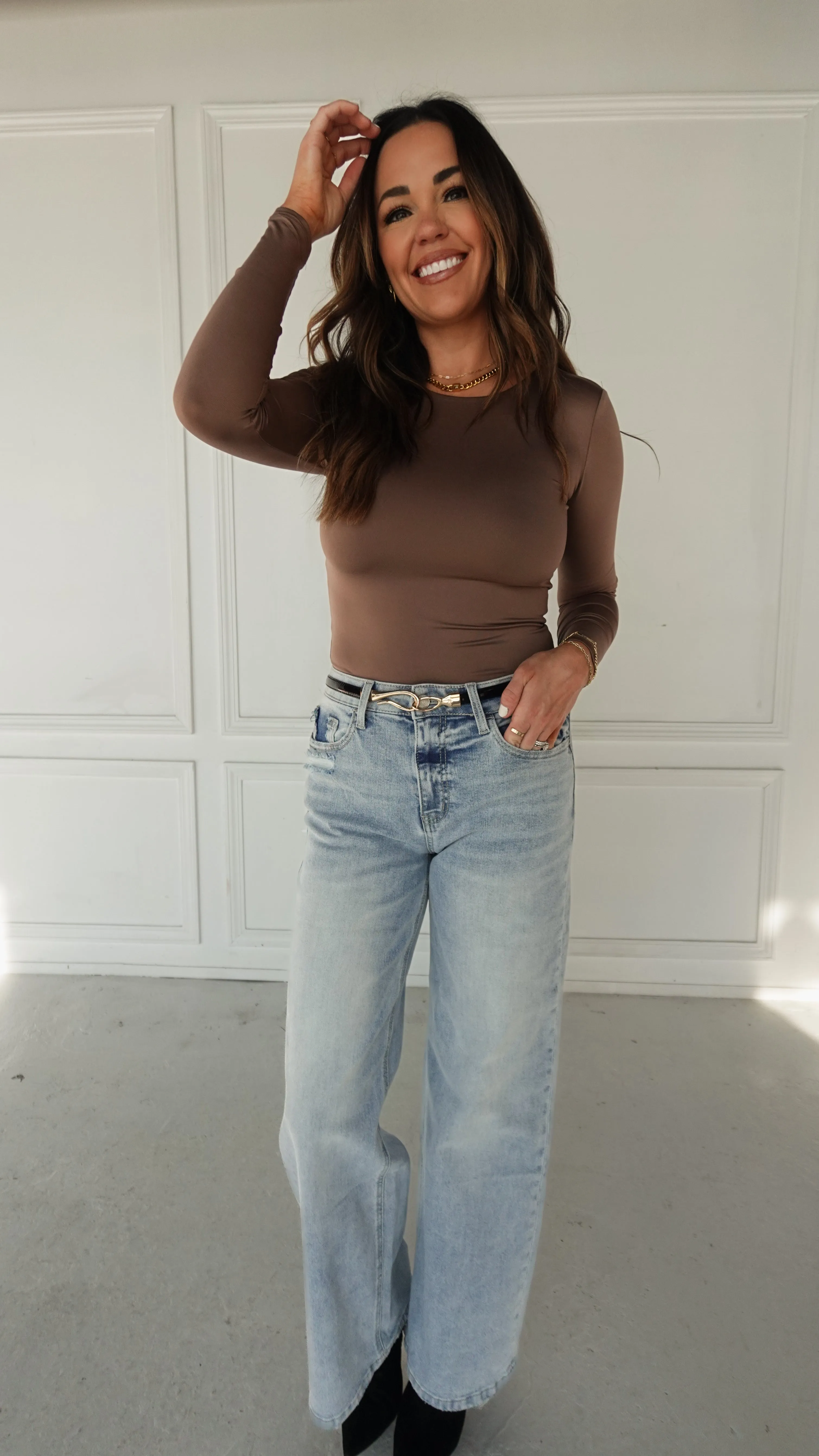 Deep Taupe Long Sleeve Seamless Fitted Shirt