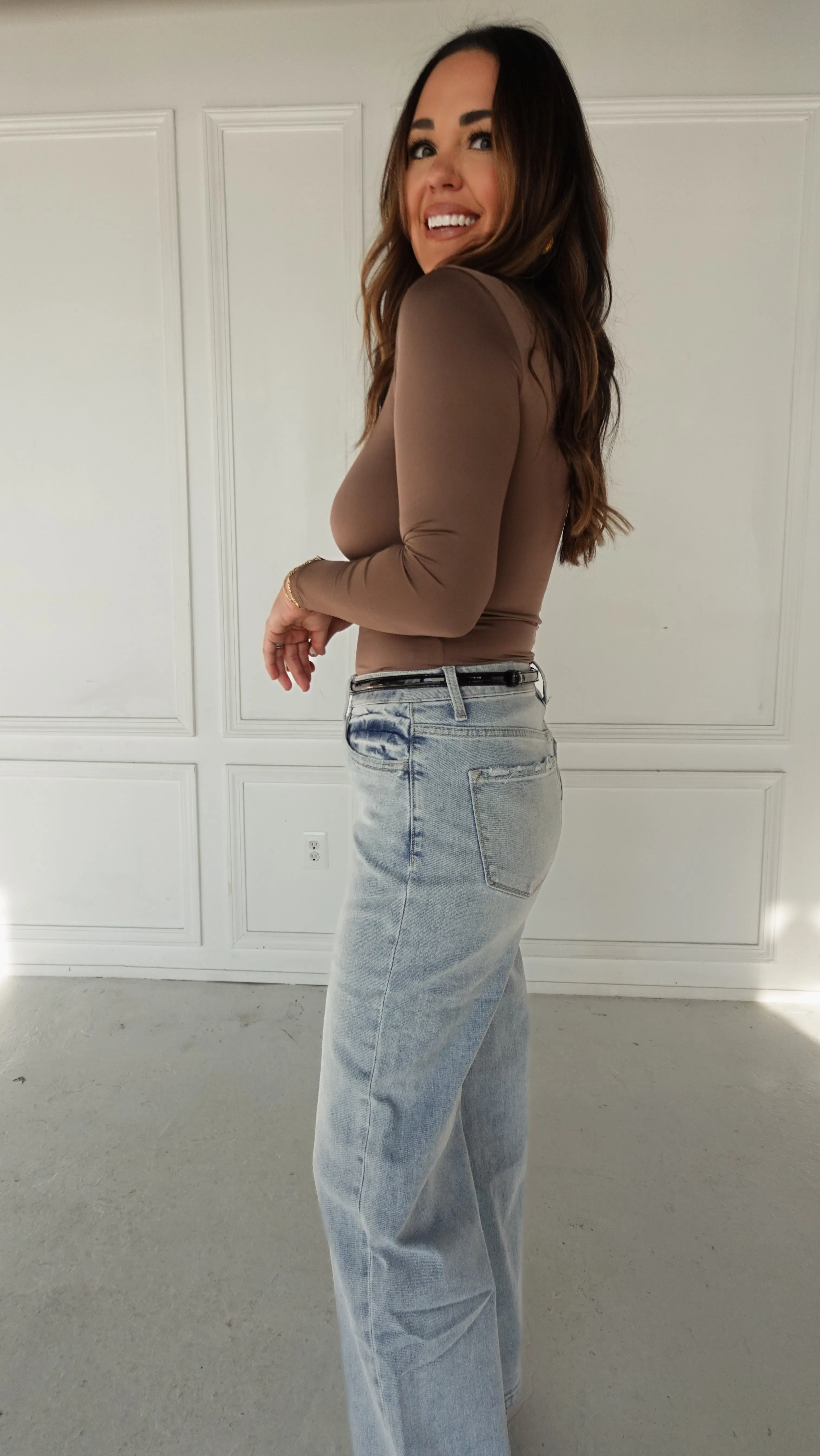 Deep Taupe Long Sleeve Seamless Fitted Shirt