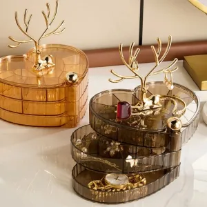 deer acrylic 3 layer jewellery box