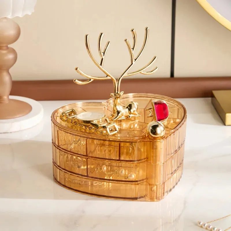 deer acrylic 3 layer jewellery box