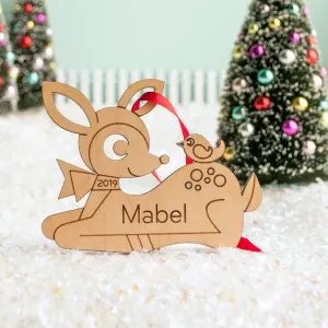 Deer Wooden Christmas Ornament - Personalized