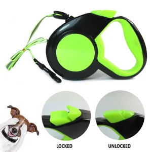 Dog Leash Retractable Neon Glowing 16Ft Walking Pet Reflective Durable with Lock