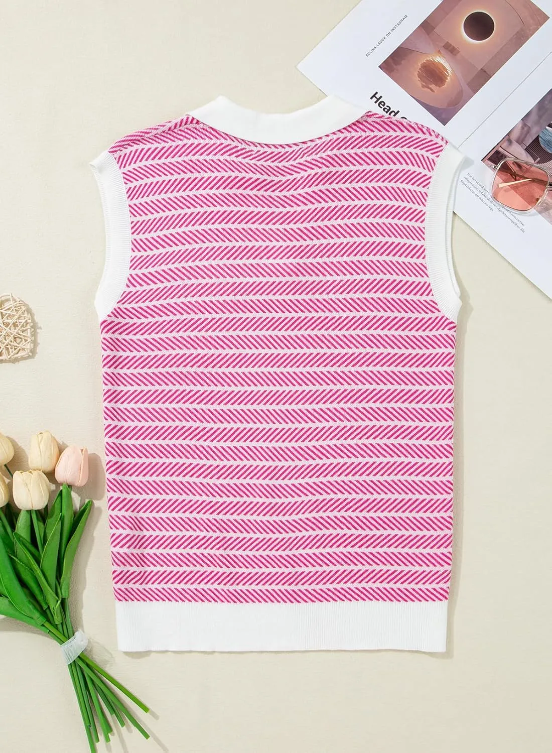 Dokotoo Women's Summer Short Cap Sleeve Sweaters Tops Casual Striped Color Block V Neck Polo Knit Shirts Blouses