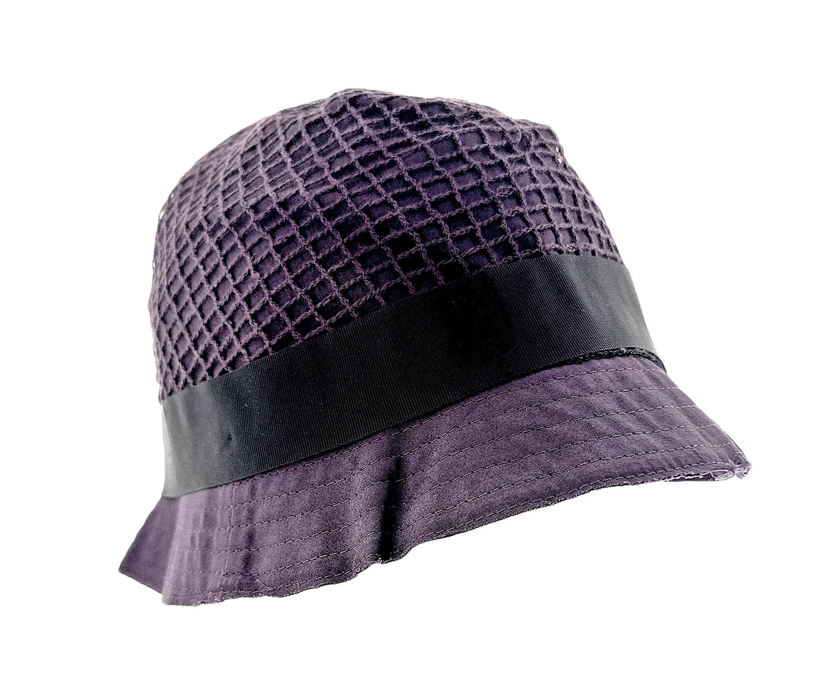 Dolce & Gabbana Texture Purple Pure Cotton Bucket Hat with Bow-