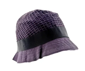 Dolce & Gabbana Texture Purple Pure Cotton Bucket Hat with Bow-