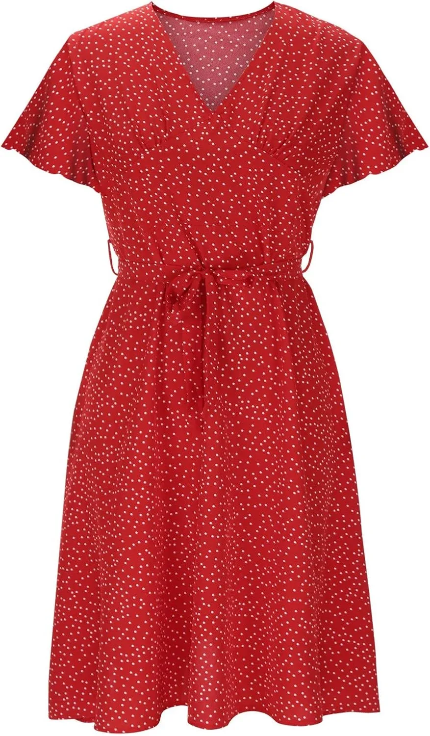 Dresses for Women 2024 Fashion Print Short Sleeve Summer Maxi Dress Casual Plus Size Long A Line Boho Beach Floral Midi Dress
