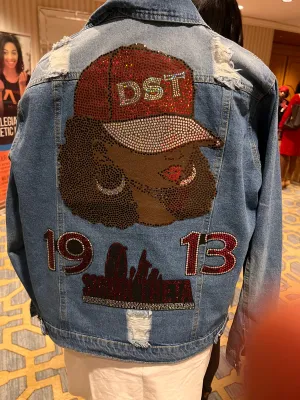 DST CHIC DELTA SIGMA THETA DENIM  Patchwork JACKET