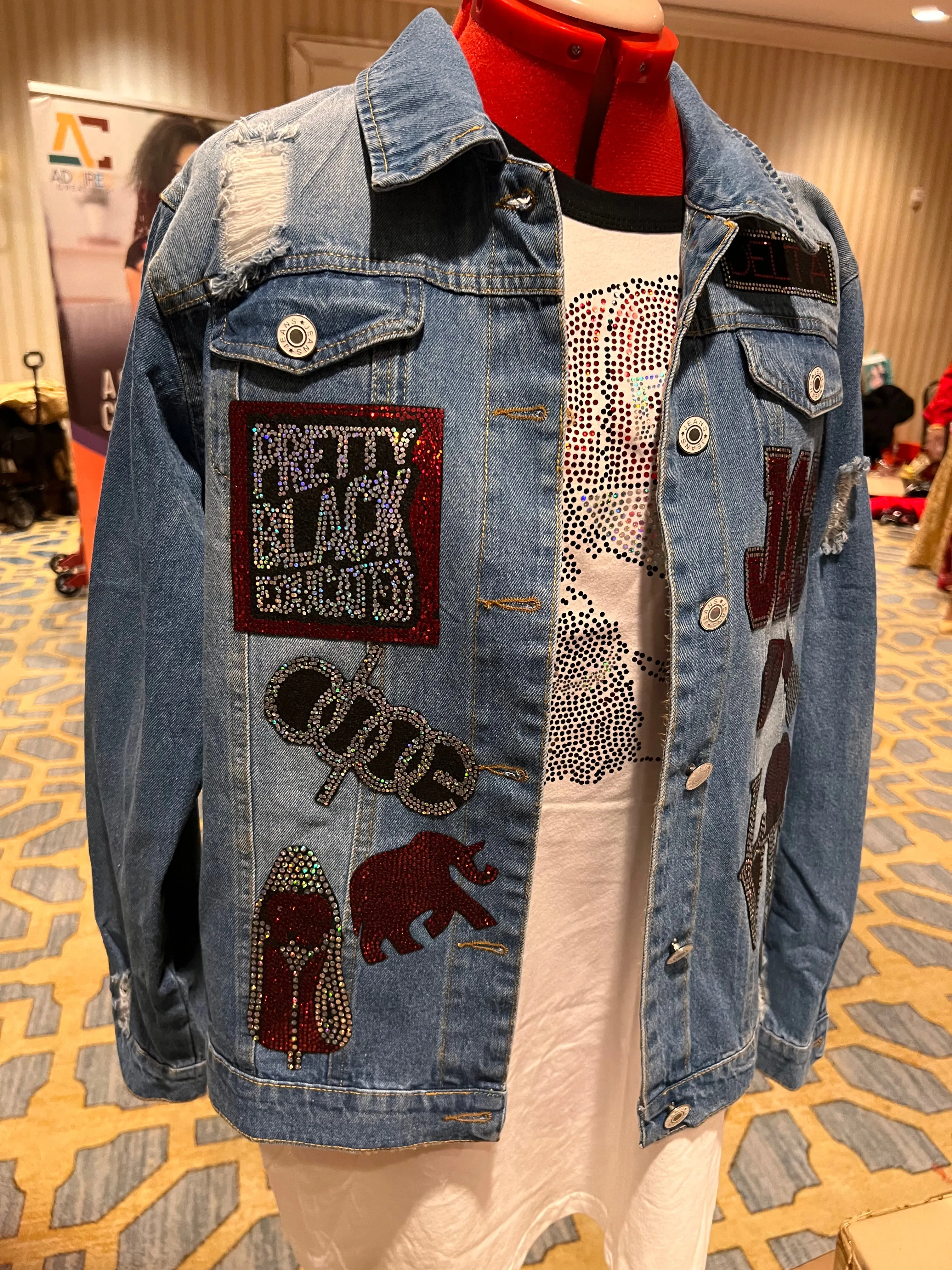DST CHIC DELTA SIGMA THETA DENIM  Patchwork JACKET