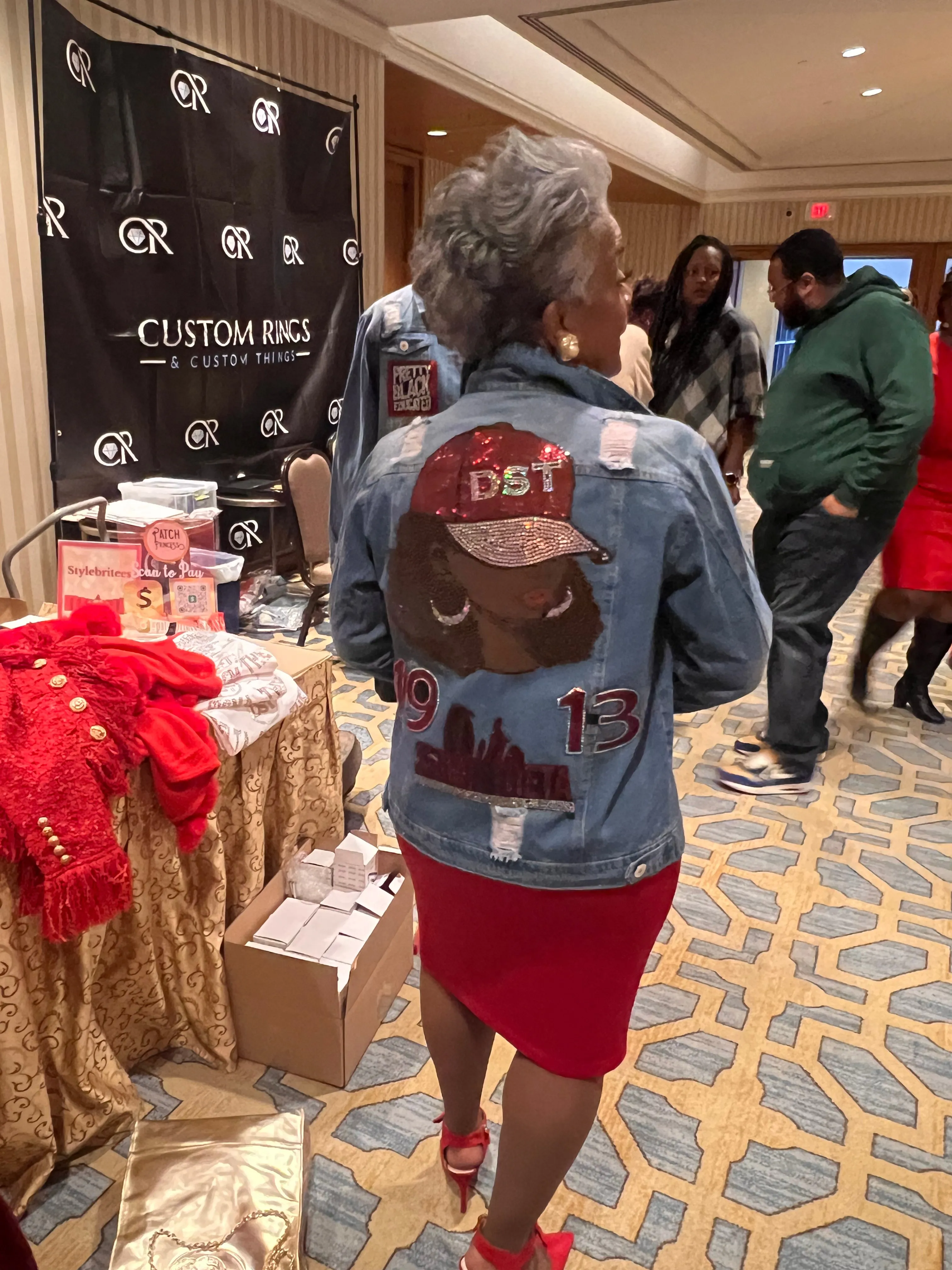DST CHIC DELTA SIGMA THETA DENIM  Patchwork JACKET