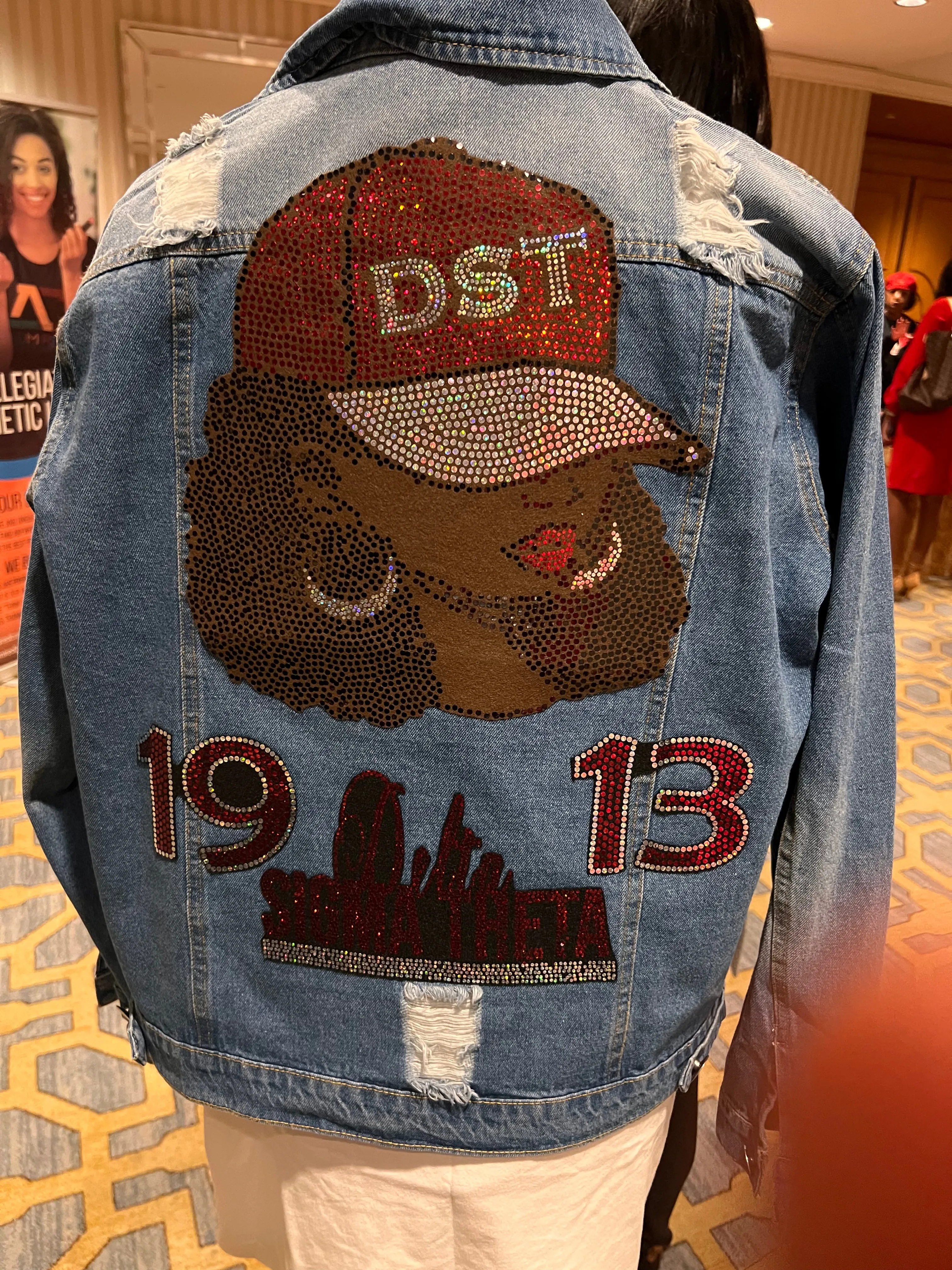DST CHIC DELTA SIGMA THETA DENIM  Patchwork JACKET