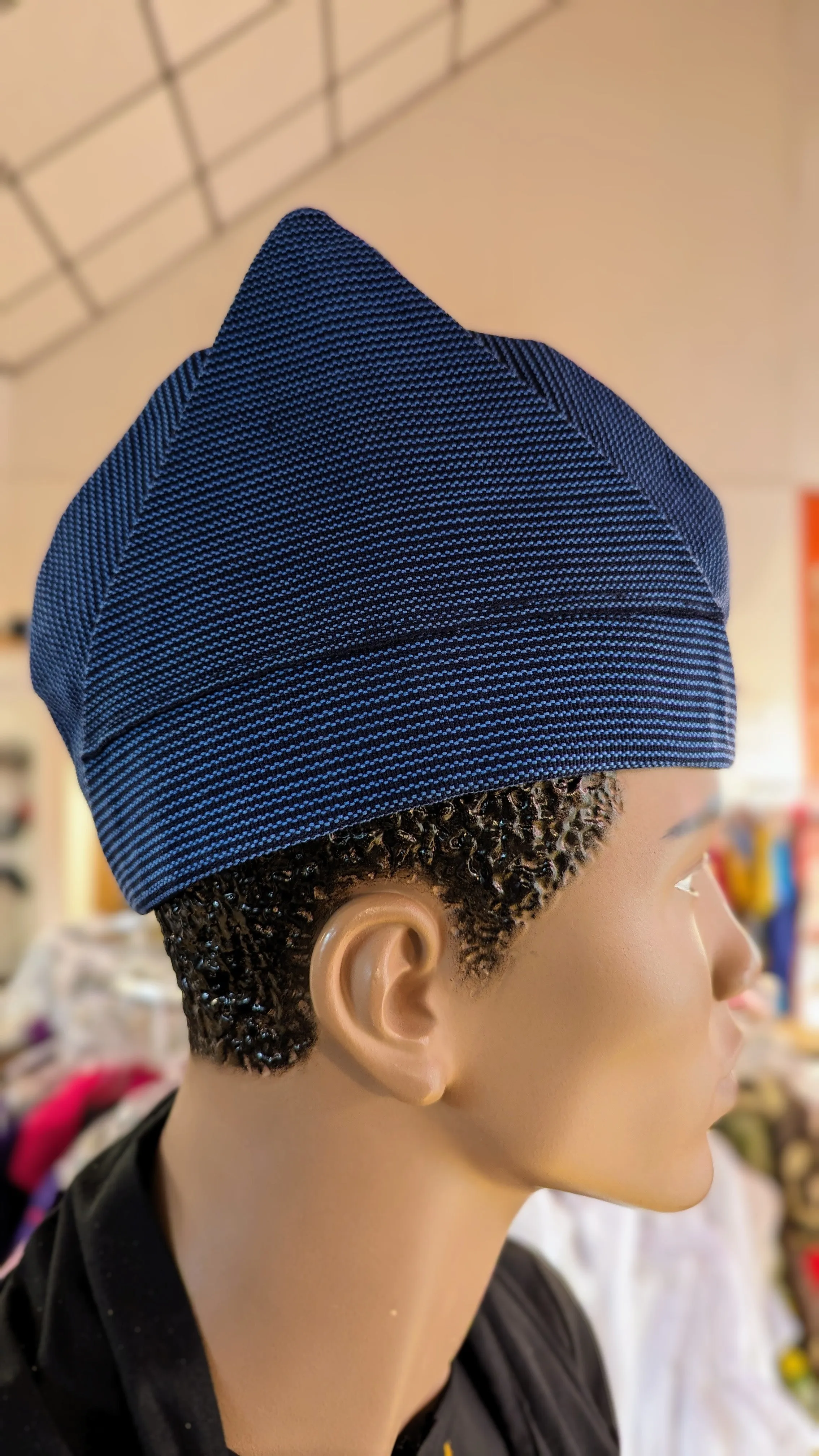 Dupsie's Blue Orin Aso Oke Abeti-Aja Kufi Cap Hat DPHSOB10