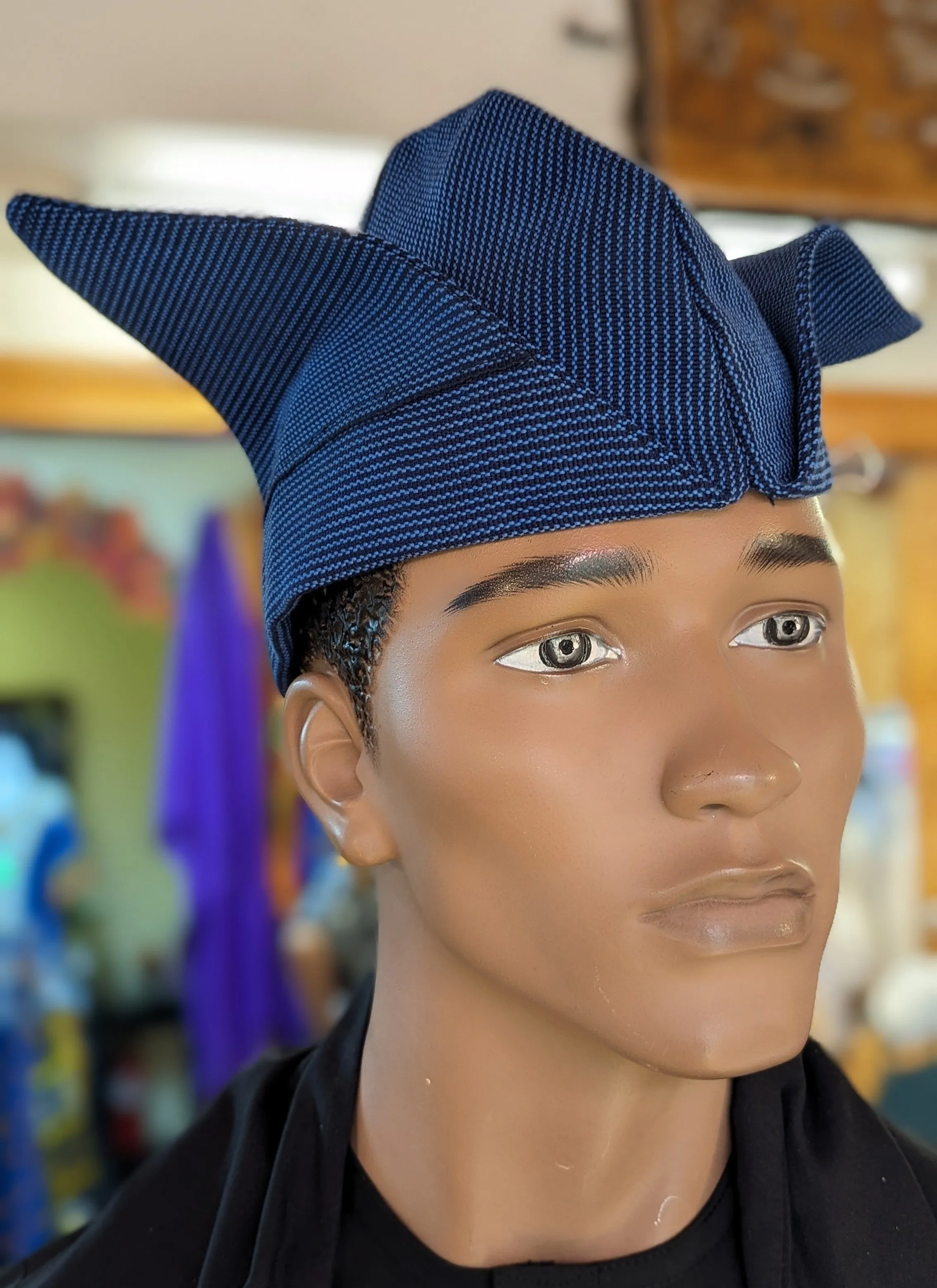 Dupsie's Blue Orin Aso Oke Abeti-Aja Kufi Cap Hat DPHSOB10