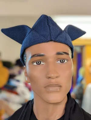 Dupsie's Blue Orin Aso Oke Abeti-Aja Kufi Cap Hat DPHSOB10
