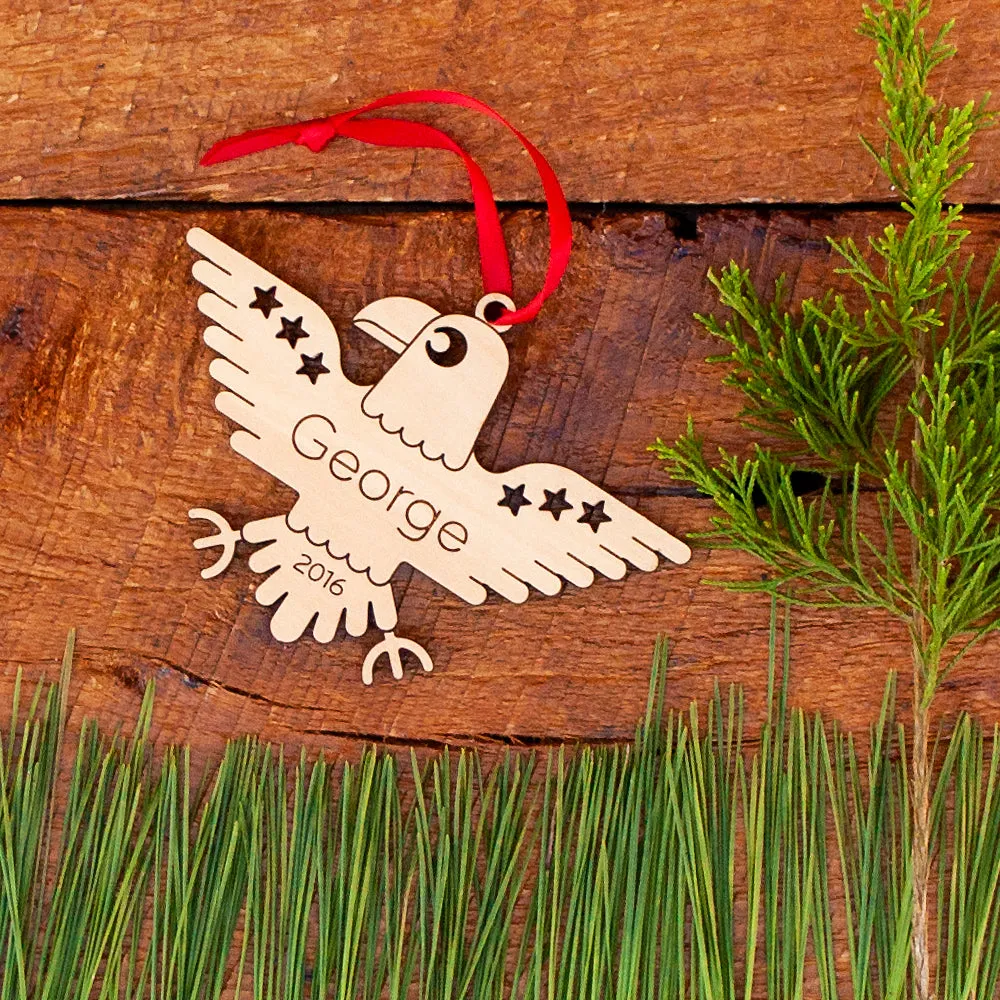 Eagle Wooden Christmas Ornament - Personalized