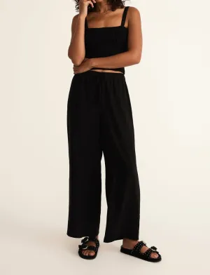 Easton Textured Linen Elastic Waistband  Pant